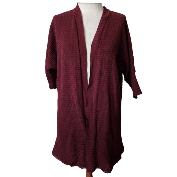 Burgendy Knit Cardigan Sweater One Size - Picture 1 of 5